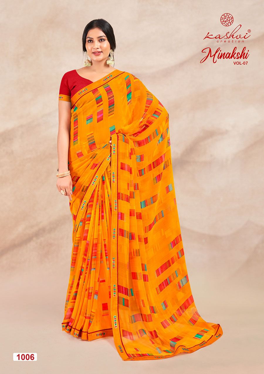 Minakshi 07 By Kashvi Printed Georgette Sarees Wholesale Shop In Surat